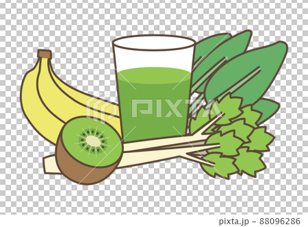 Illustration of leafy vegetables and vegetable juice 88096286