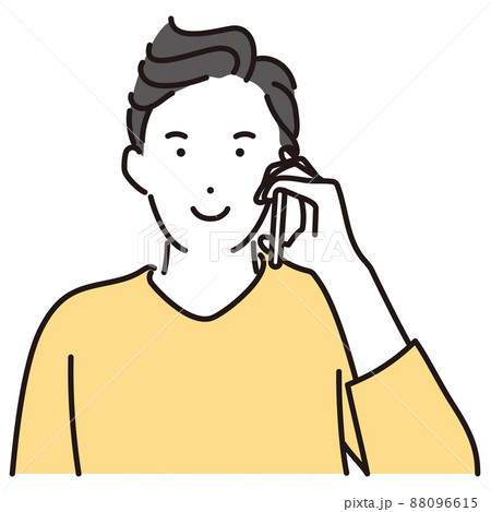 シンプル　イラスト　スマホで通話する男性 88096615