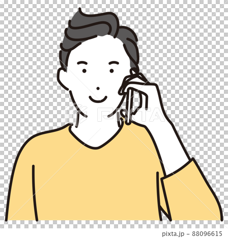 シンプル　イラスト　スマホで通話する男性 88096615