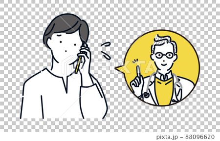 シンプル　イラスト　スマホでオンライン診療で相談する女性 88096620