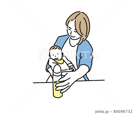 赤ちゃんにミルクをあげようとする母親 88096732