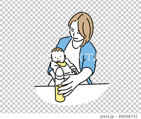 赤ちゃんにミルクをあげようとする母親 赤ちゃんにミルクをあげようとする母親 88096732