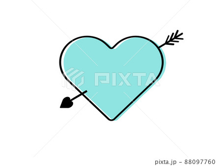 キューピットの矢が刺さった水色のハート 恋愛 バレンタイン ホワイトデーの素材のイラスト素材