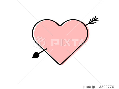 キューピットの矢が刺さったピンク色のハート 恋愛 バレンタイン ホワイトデーの素材のイラスト素材
