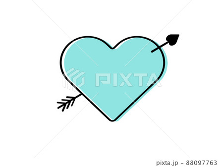 キューピットの矢が刺さった水色のハート 恋愛 バレンタイン ホワイトデーの素材のイラスト素材