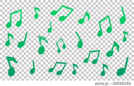 ドット絵の音符パターン(緑) 88098299