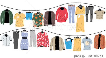 Mens and Womans Clothes on Hanger. 88100241