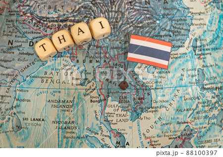タイの地図と国旗 88100397