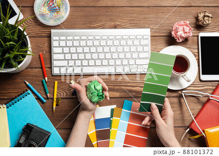 Creative workspace with color swatches 88101372
