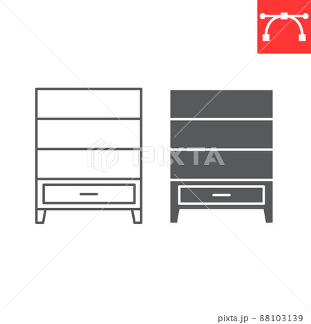 Cupboard line and glyph icon 88103139