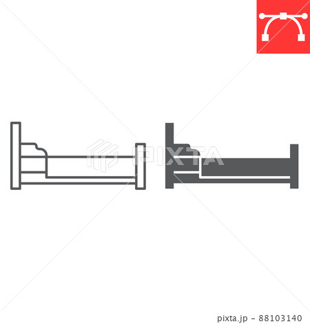 Bed line and glyph icon 88103140
