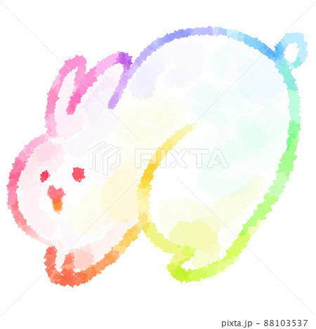 シンプルなうさぎの虹色イラスト　卯年　兎のキャラクター 88103537