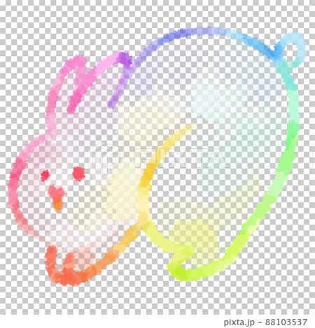 シンプルなうさぎの虹色イラスト　卯年　兎のキャラクター 88103537
