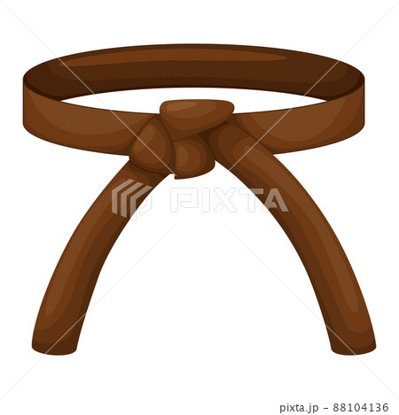 Karate belt brown color isolated on white background. Design icon of Japanese martial art in flat style. Karate belt brown color isolated on white background. Design icon of Japanese martial art in flat style. 88104136