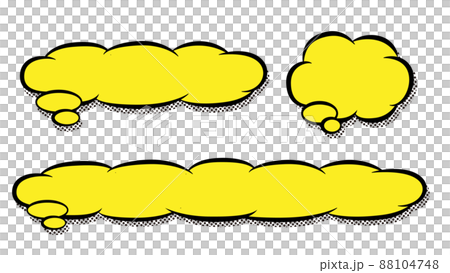 もくもく雲のアメコミ風な吹き出しのテロップベース・黄色 88104748