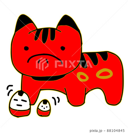 会津の民芸品のイラスト（赤ベコ、起き上がり小法師） 88104845