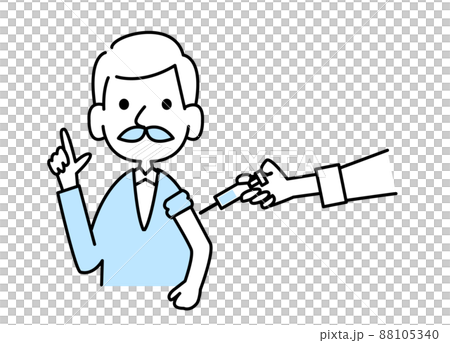 シニア男性のイラスト　シンプルタッチ　予防注射 88105340