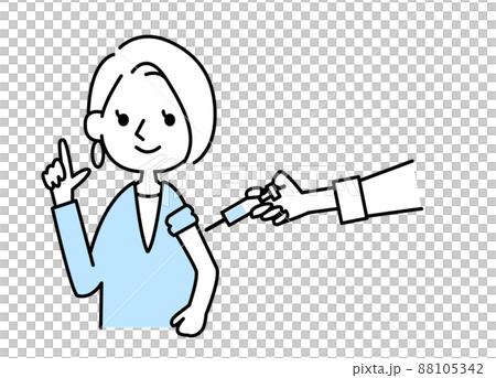 Vaccinated woman smile vector illustration material simple touch Vaccinated woman smile vector illustration material simple touch 88105342