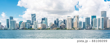 Miami Downtown skyline in daytime with Biscayne Bay Miami Downtown skyline in daytime with Biscayne Bay 88106099