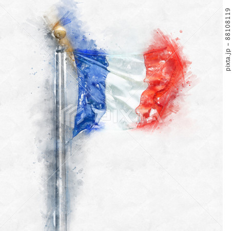 Watercolor painting illustration of Flag of France isolated over white background Watercolor painting illustration of Flag of France isolated over white background 88108119