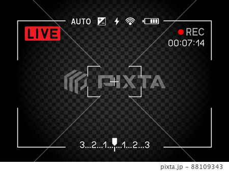 rec camera viewfinder with live record sign symbol 88109343