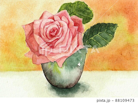 水彩画、薔薇の花のイラスト素材 [88109473] - PIXTA