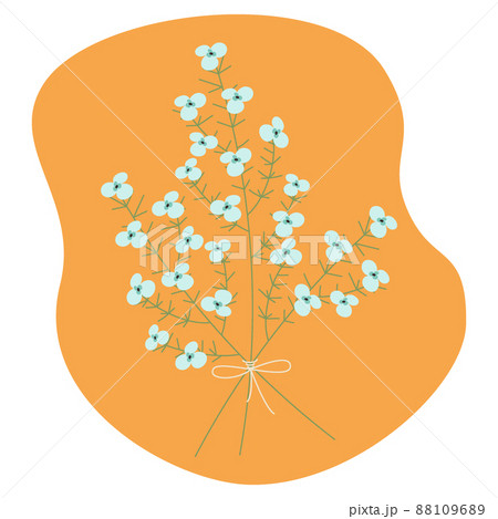 A simple floral bouquet against an abstract color splash in trendy orange tones. Sticker. Lifestyle. A simple floral bouquet against an abstract color splash in trendy orange tones. Sticker. Lifestyle. 88109689