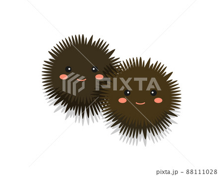 ウニをイメージしたキャラクターのイラストのイラスト素材