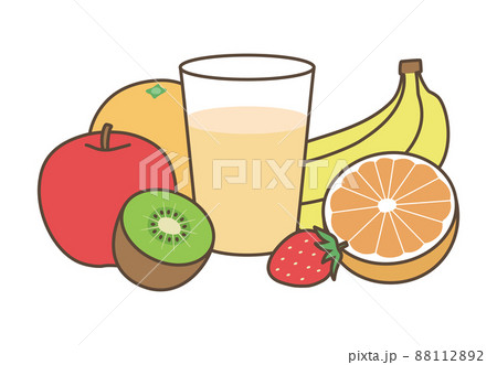 ミックスジュースのと果物のイラストのイラスト素材 1122