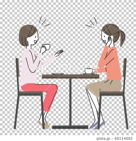 カフェでおしゃべりする女性2人 88114082