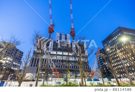 日本の川崎都市景観 川崎市新本庁舎の新築工事などを望む 日本の川崎都市景観 川崎市新本庁舎の新築工事などを望む 88114586