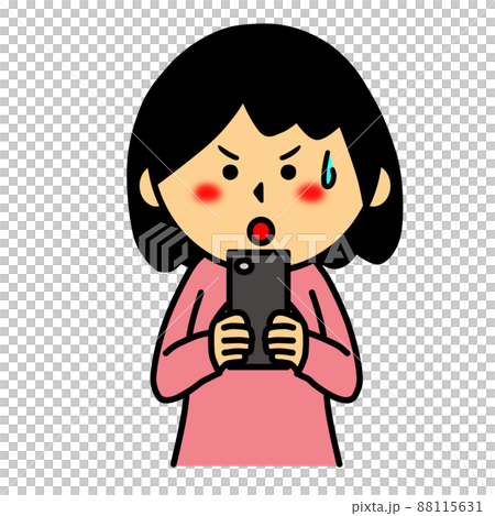 一名婦女專注於智慧型手機的插圖 88115631
