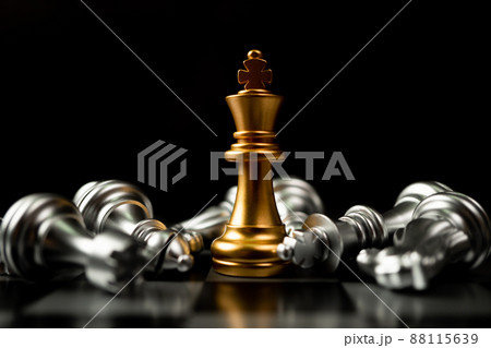 Premium Photo  Golden king chess is last standing in the chess