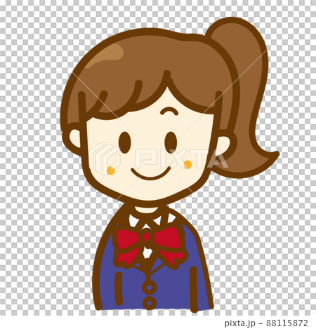 穿著可愛制服的高中女生的手寫插圖、制服和微笑 穿著可愛制服的高中女生的手寫插圖、制服和微笑 88115872