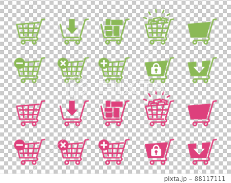 Shopping cart icon set for shopping cart Green & Pink 88117111