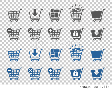 Shopping basket Shopping cart icon set Gray & blue 88117112