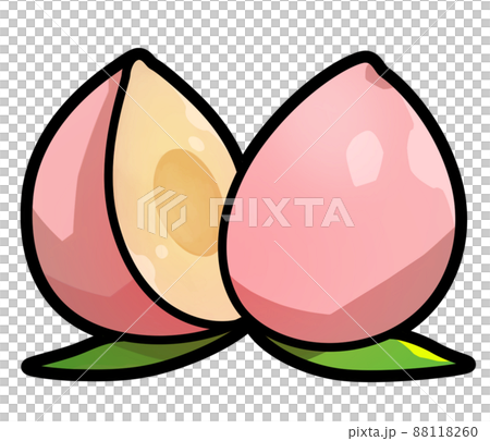 水果圖：白桃切成兩半 88118260