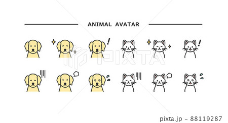 犬と猫の表情イラスト素材 88119287