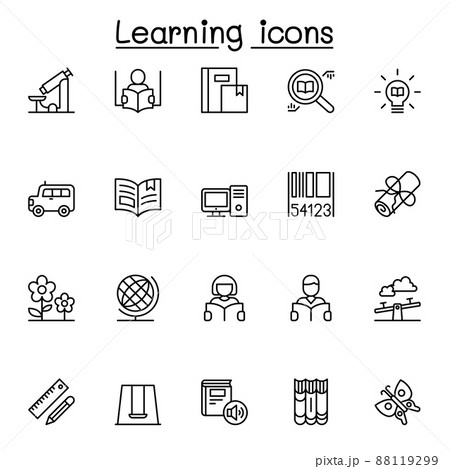 Learning icon set in thin line style 88119299