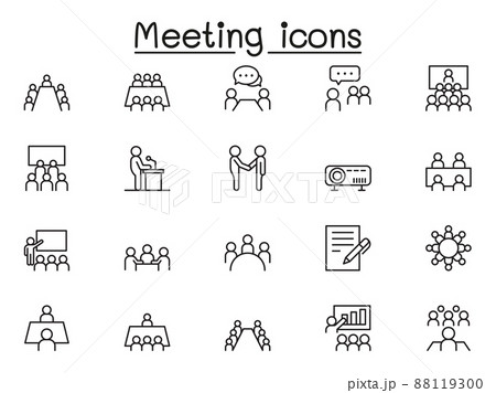 Meeting icons set in thin line style 88119300