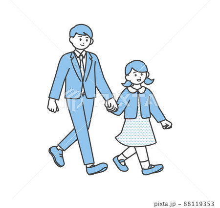 手を繋ぐ親子のイラスト素材 88119353