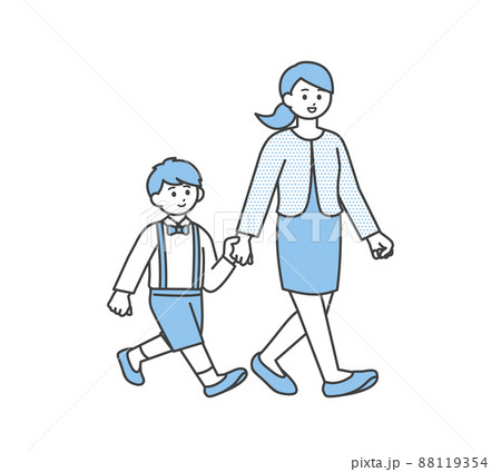 手を繋ぐ親子のイラスト素材 88119354