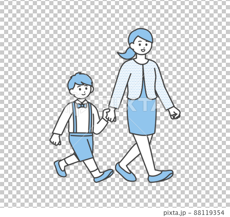 手を繋ぐ親子のイラスト素材 88119354