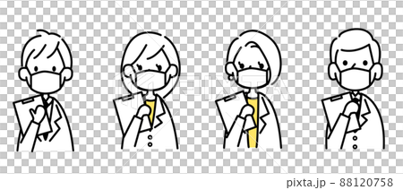 一組有病歷、檢查、冠狀病毒對策的醫生 一組有病歷、檢查、冠狀病毒對策的醫生 88120758