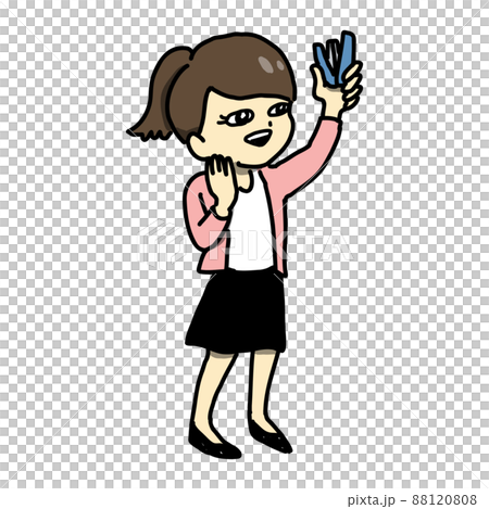 Illustration of a female office worker holding a stapler 88120808
