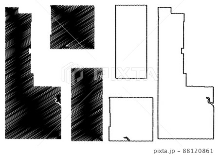 Lincoln, Natrona and Goshen County, State of Wyoming (U.S. county, United States of America, US) map vector illustration, scribble sketch map 88120861