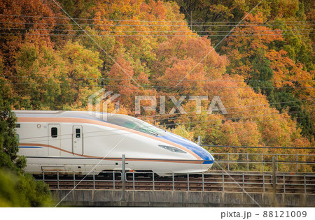 燃ゆる秋を駆け抜ける北陸新幹線E7系 88121009