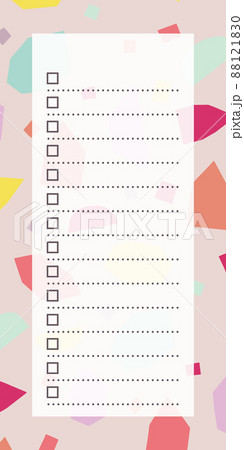 カラフルなモチーフが散らばる柄のtodoリストのイラスト素材 1210