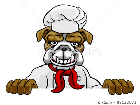 Bulldog Chef Mascot Sign Cartoon Bulldog Chef Mascot Sign Cartoon 88122673