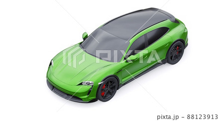 Green electric sports wagon for urban and rural areas. 3d rendering. Green electric sports wagon for urban and rural areas. 3d rendering. 88123913